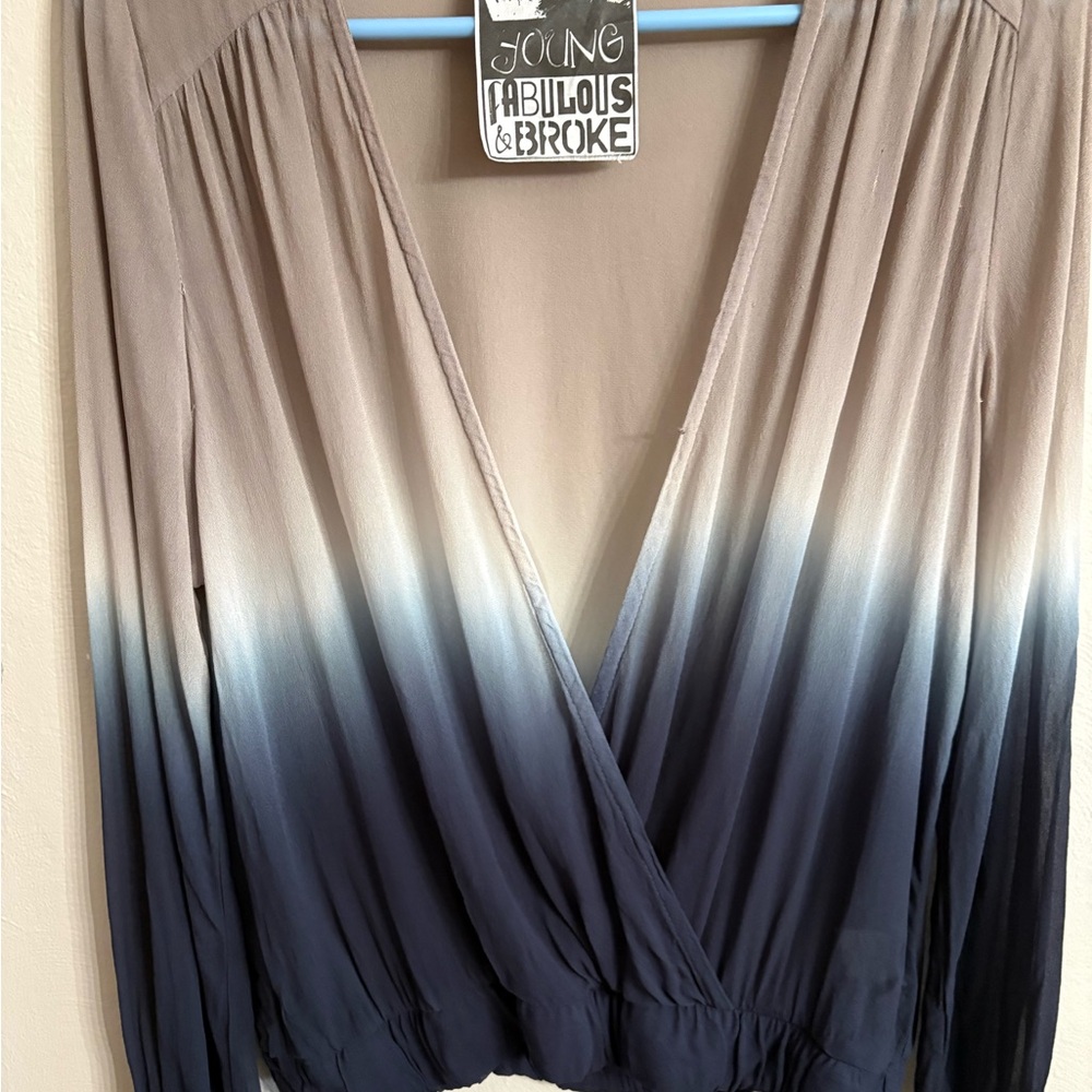 Young Fabulous & Broke Gradient Blouse - Tan and Blue